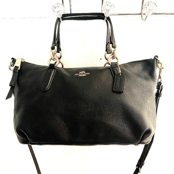 Great COACH Elly Satchel Black Pebbled Leather w/Gold-tone Hardware (F30565) - Picture 7 of 12